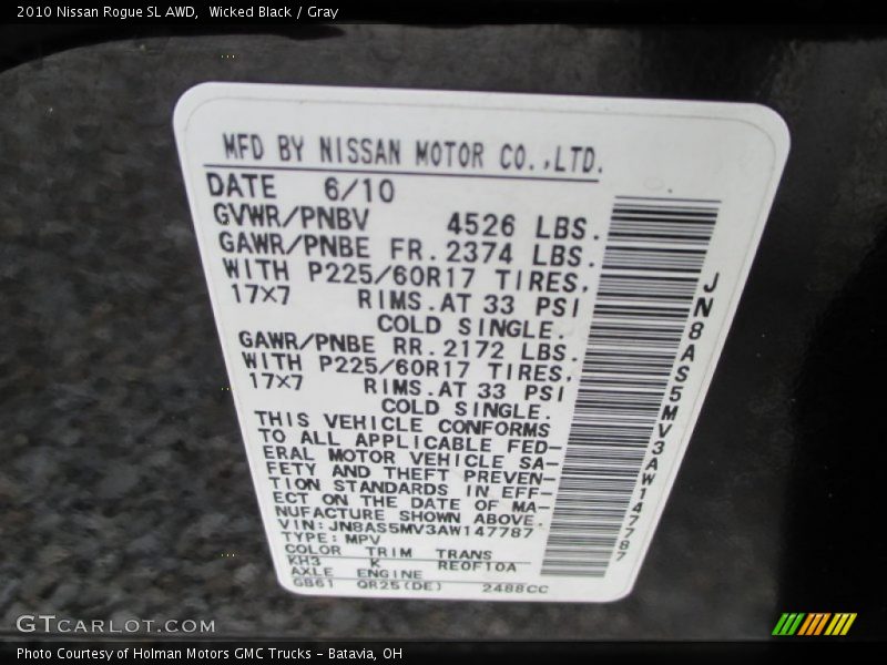 Wicked Black / Gray 2010 Nissan Rogue SL AWD