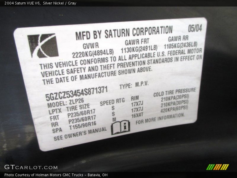 Silver Nickel / Gray 2004 Saturn VUE V6