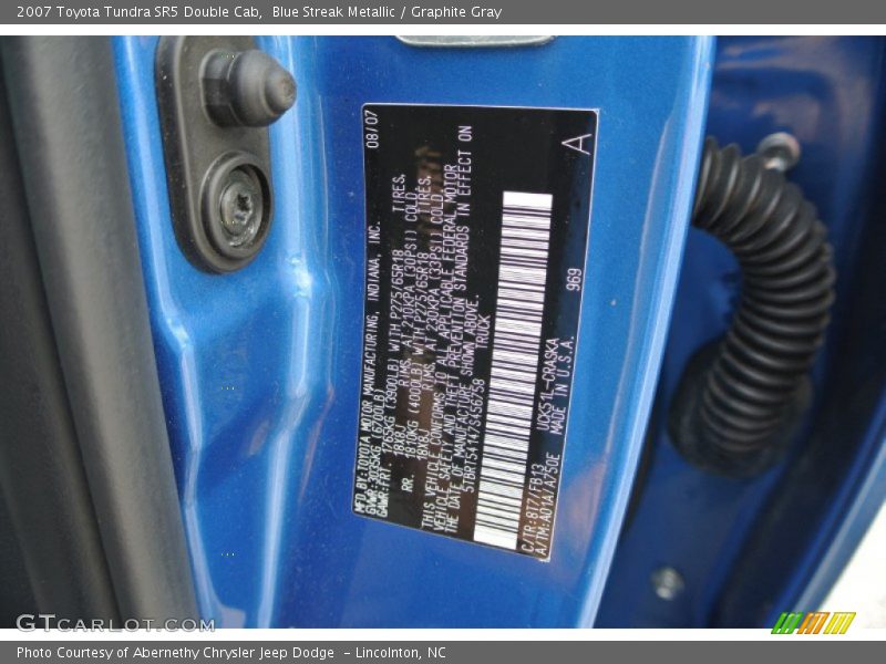 Blue Streak Metallic / Graphite Gray 2007 Toyota Tundra SR5 Double Cab