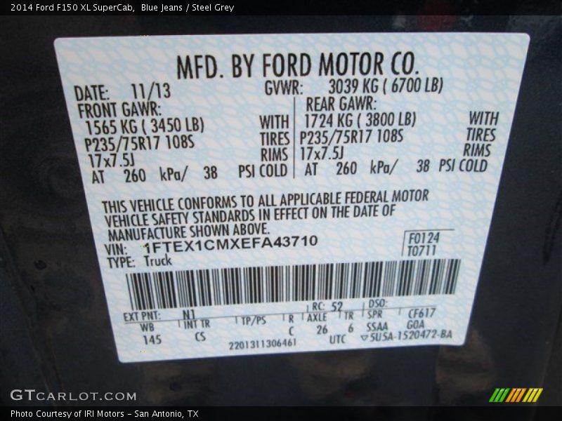 Blue Jeans / Steel Grey 2014 Ford F150 XL SuperCab