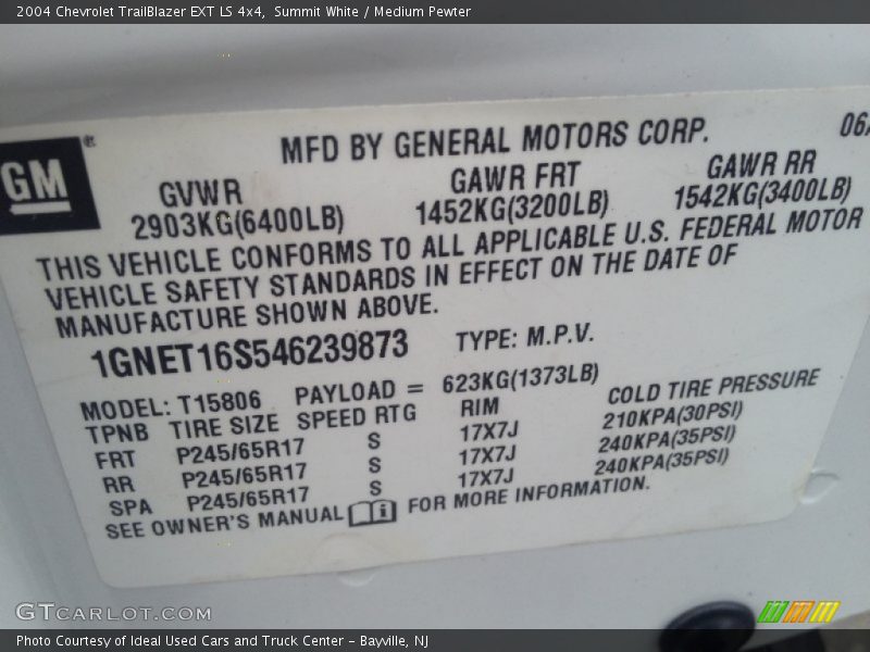 Summit White / Medium Pewter 2004 Chevrolet TrailBlazer EXT LS 4x4