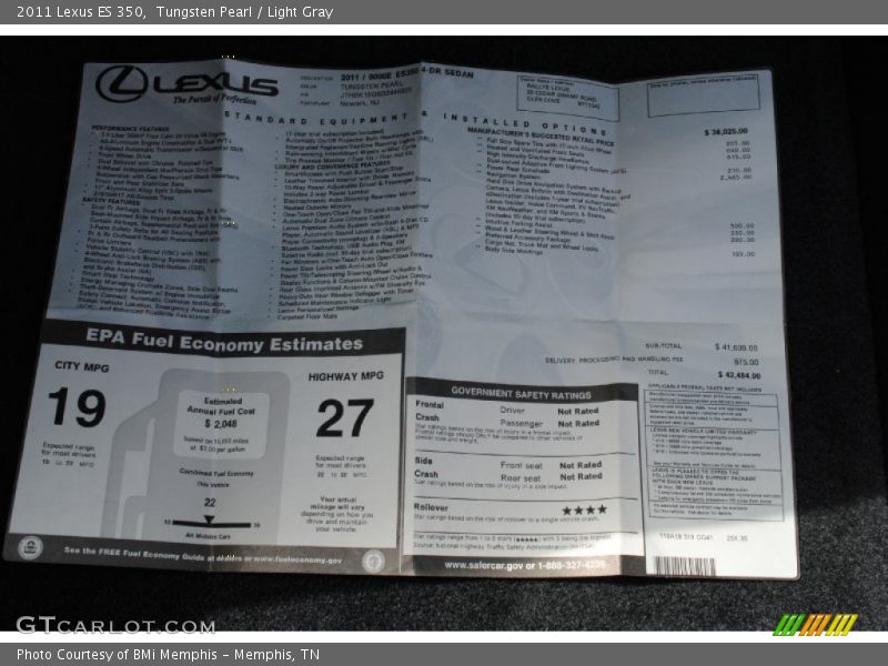 Tungsten Pearl / Light Gray 2011 Lexus ES 350