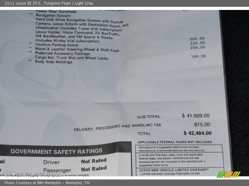 Tungsten Pearl / Light Gray 2011 Lexus ES 350