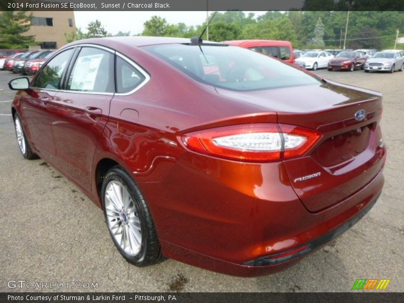 Sunset / Charcoal Black 2014 Ford Fusion SE EcoBoost