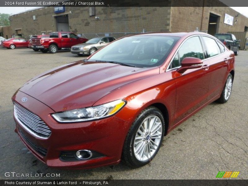 Sunset / Charcoal Black 2014 Ford Fusion SE EcoBoost