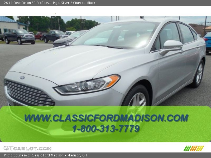 Ingot Silver / Charcoal Black 2014 Ford Fusion SE EcoBoost