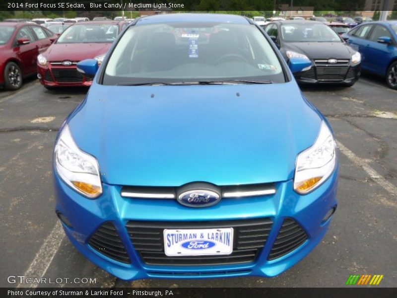 Blue Candy / Medium Light Stone 2014 Ford Focus SE Sedan