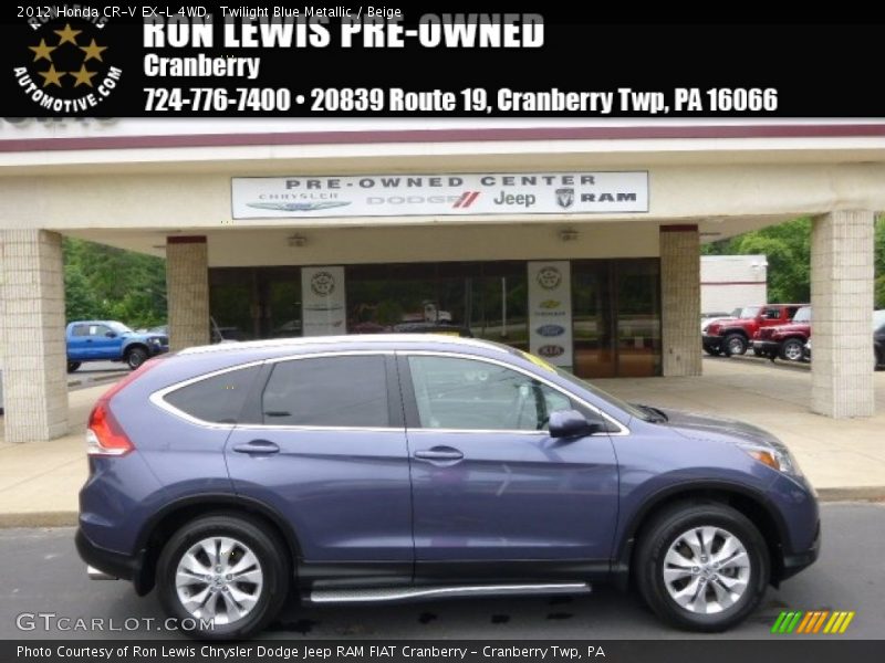 Twilight Blue Metallic / Beige 2012 Honda CR-V EX-L 4WD