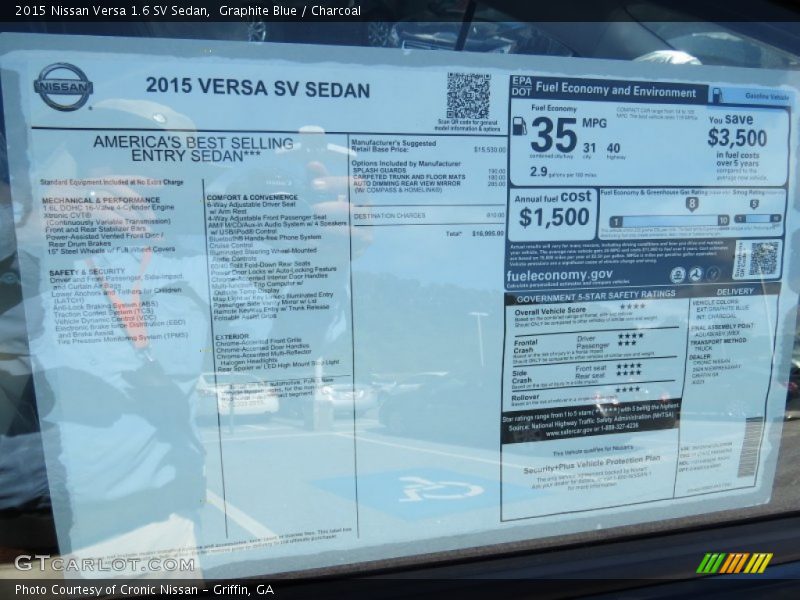 Graphite Blue / Charcoal 2015 Nissan Versa 1.6 SV Sedan