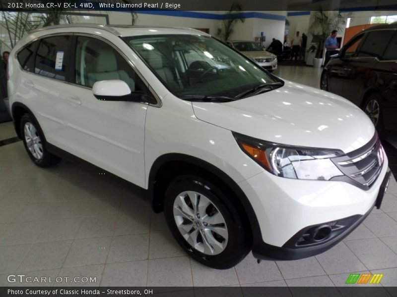 White Diamond Pearl / Beige 2012 Honda CR-V EX-L 4WD