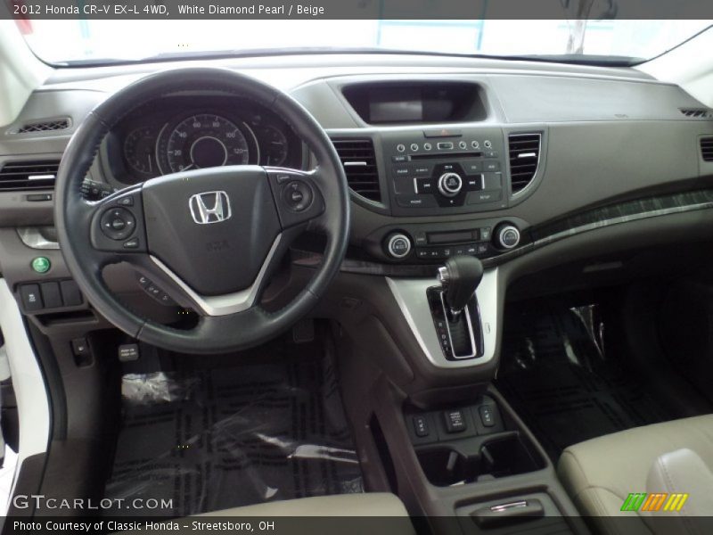 White Diamond Pearl / Beige 2012 Honda CR-V EX-L 4WD