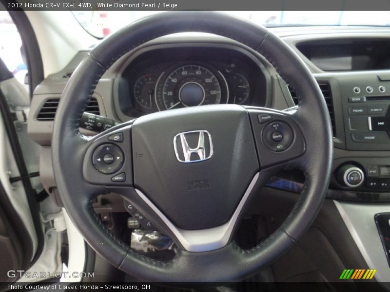 White Diamond Pearl / Beige 2012 Honda CR-V EX-L 4WD
