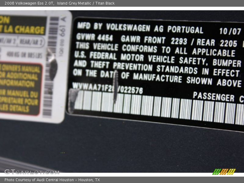 Island Grey Metallic / Titan Black 2008 Volkswagen Eos 2.0T