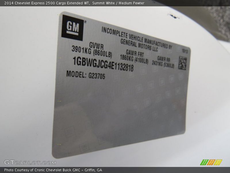 Summit White / Medium Pewter 2014 Chevrolet Express 2500 Cargo Extended WT