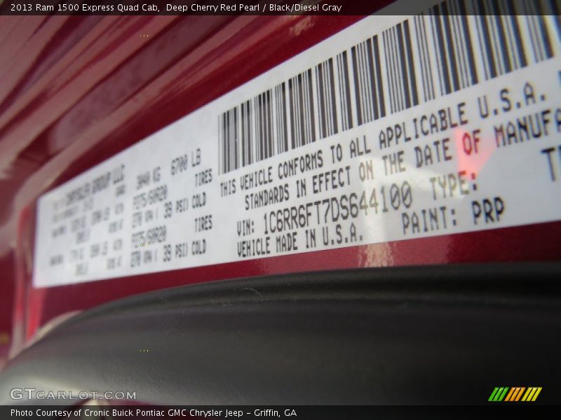 Deep Cherry Red Pearl / Black/Diesel Gray 2013 Ram 1500 Express Quad Cab