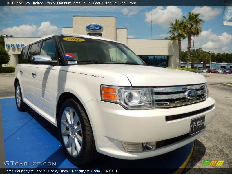 White Platinum Metallic Tri-Coat / Medium Light Stone 2011 Ford Flex Limited