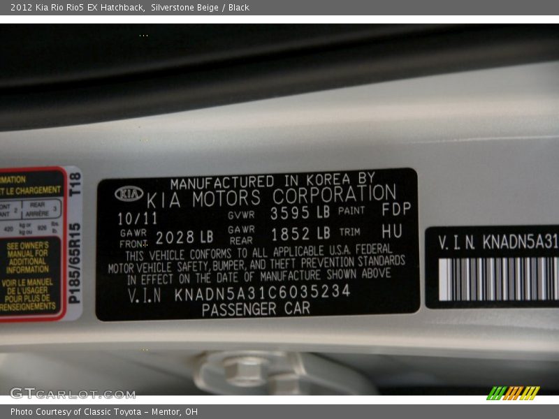 Silverstone Beige / Black 2012 Kia Rio Rio5 EX Hatchback