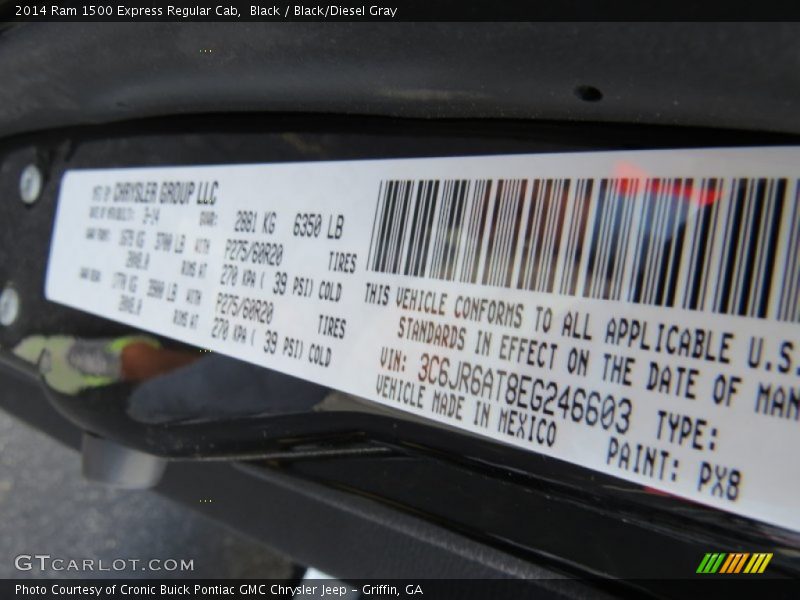 Black / Black/Diesel Gray 2014 Ram 1500 Express Regular Cab