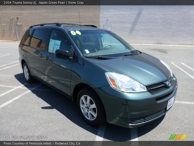 Aspen Green Pearl / Stone Gray 2004 Toyota Sienna LE