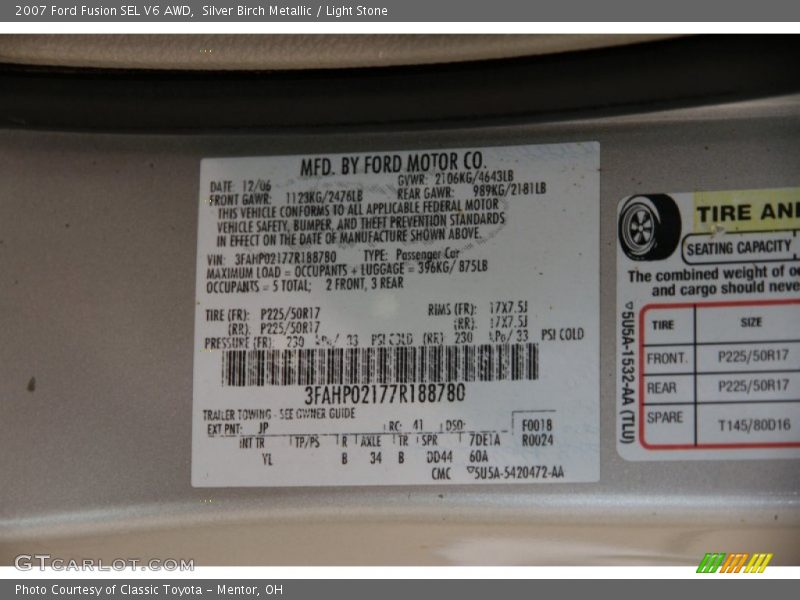 Silver Birch Metallic / Light Stone 2007 Ford Fusion SEL V6 AWD