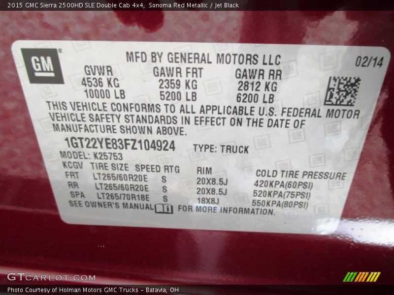 Sonoma Red Metallic / Jet Black 2015 GMC Sierra 2500HD SLE Double Cab 4x4