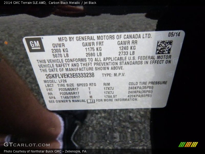 Carbon Black Metallic / Jet Black 2014 GMC Terrain SLE AWD