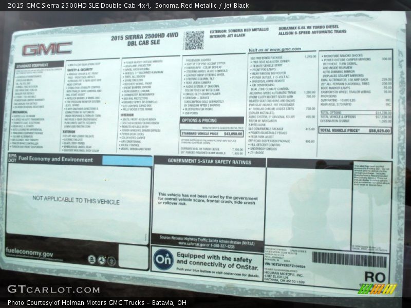  2015 Sierra 2500HD SLE Double Cab 4x4 Window Sticker