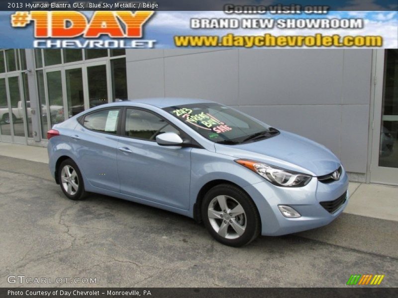 Blue Sky Metallic / Beige 2013 Hyundai Elantra GLS