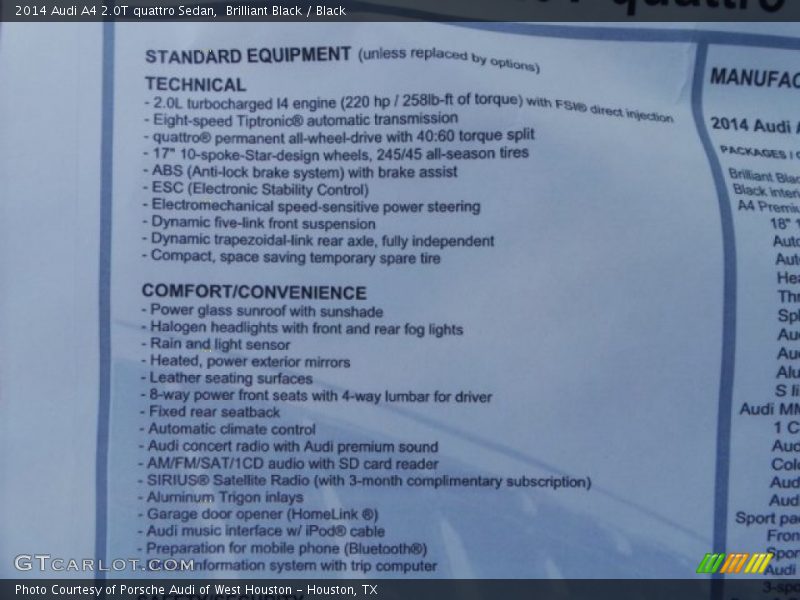 Brilliant Black / Black 2014 Audi A4 2.0T quattro Sedan