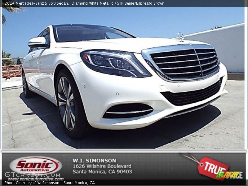 Diamond White Metallic / Silk Beige/Espresso Brown 2014 Mercedes-Benz S 550 Sedan