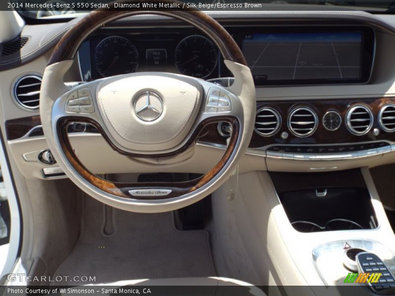 Diamond White Metallic / Silk Beige/Espresso Brown 2014 Mercedes-Benz S 550 Sedan