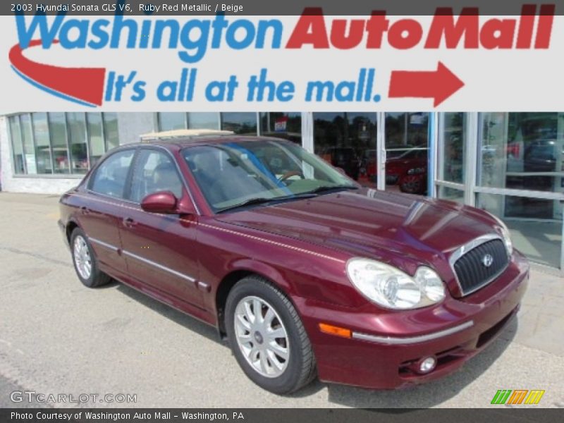 Ruby Red Metallic / Beige 2003 Hyundai Sonata GLS V6