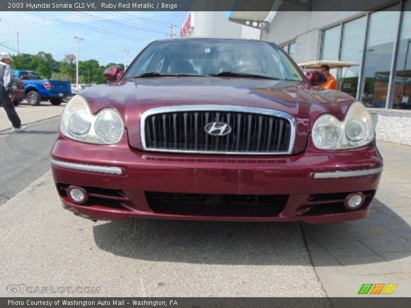 Ruby Red Metallic / Beige 2003 Hyundai Sonata GLS V6