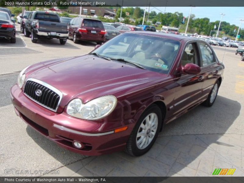 Ruby Red Metallic / Beige 2003 Hyundai Sonata GLS V6