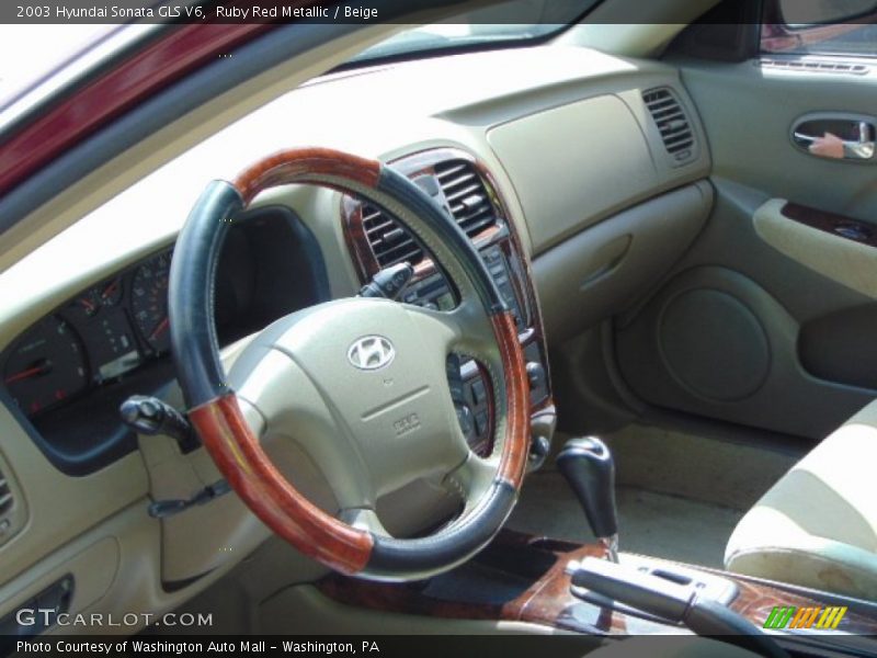 Ruby Red Metallic / Beige 2003 Hyundai Sonata GLS V6