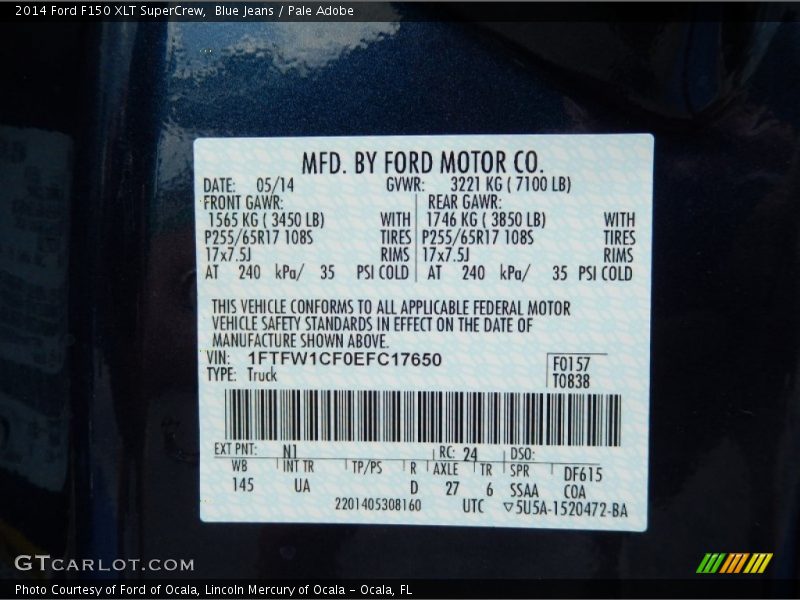 Blue Jeans / Pale Adobe 2014 Ford F150 XLT SuperCrew