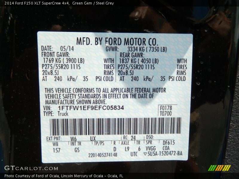 Green Gem / Steel Grey 2014 Ford F150 XLT SuperCrew 4x4
