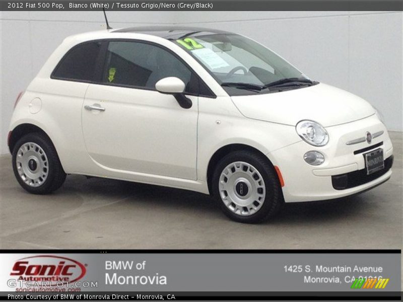 Bianco (White) / Tessuto Grigio/Nero (Grey/Black) 2012 Fiat 500 Pop