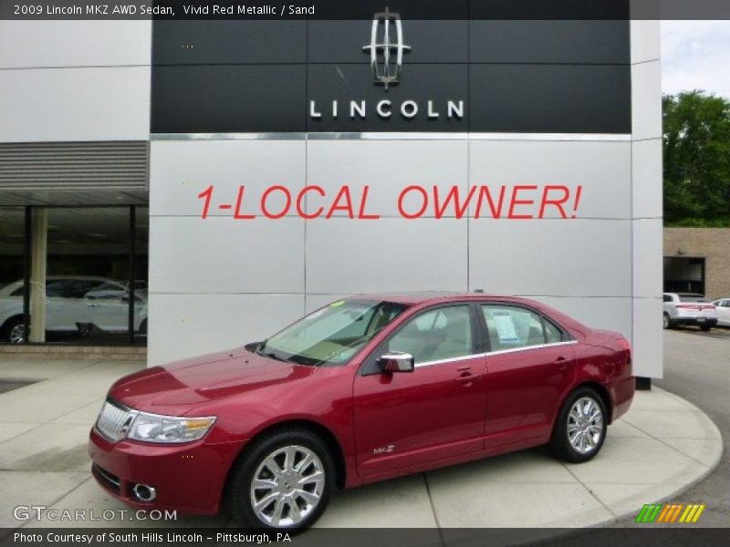 Vivid Red Metallic / Sand 2009 Lincoln MKZ AWD Sedan