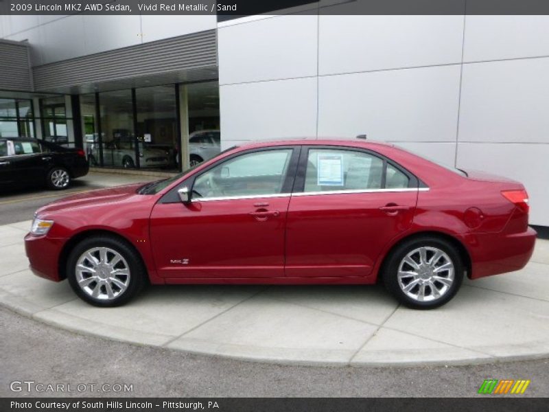 Vivid Red Metallic / Sand 2009 Lincoln MKZ AWD Sedan