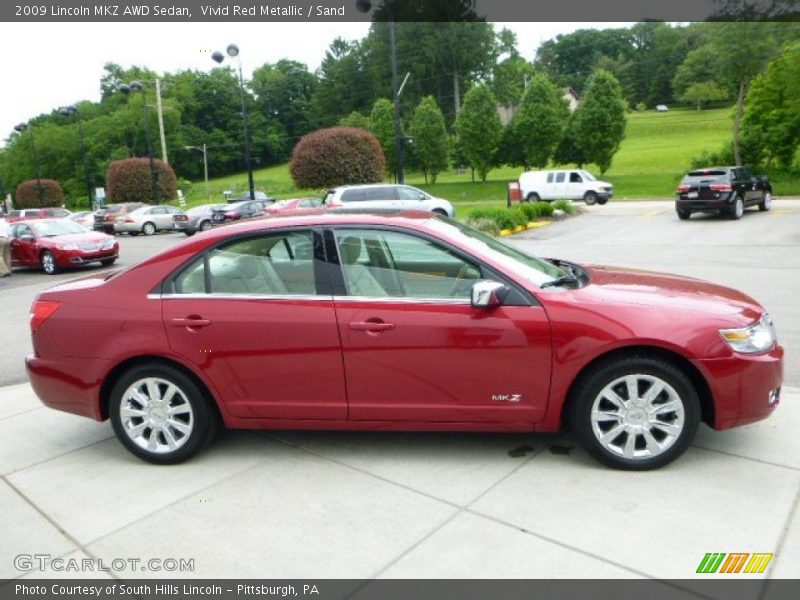 Vivid Red Metallic / Sand 2009 Lincoln MKZ AWD Sedan