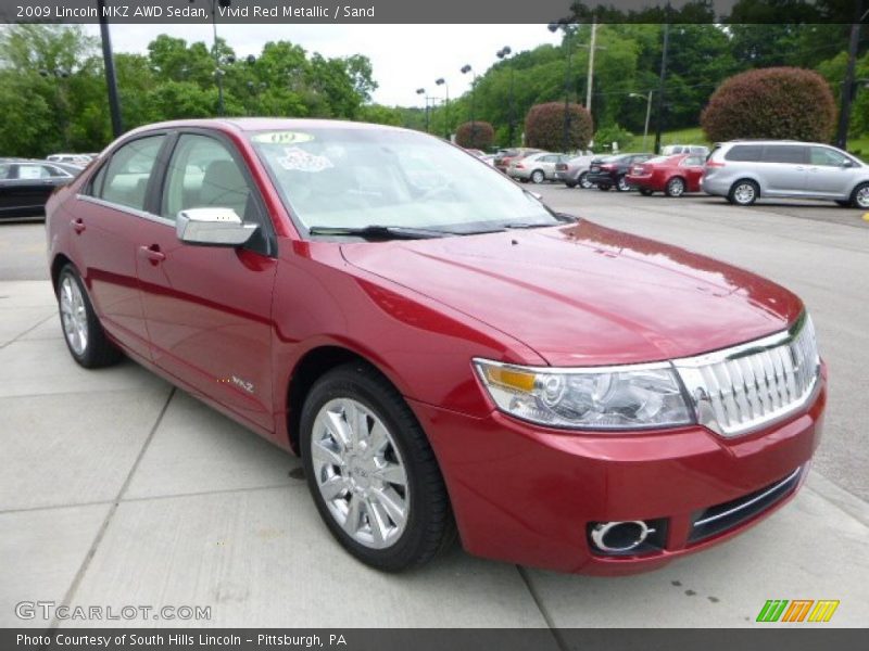 Vivid Red Metallic / Sand 2009 Lincoln MKZ AWD Sedan