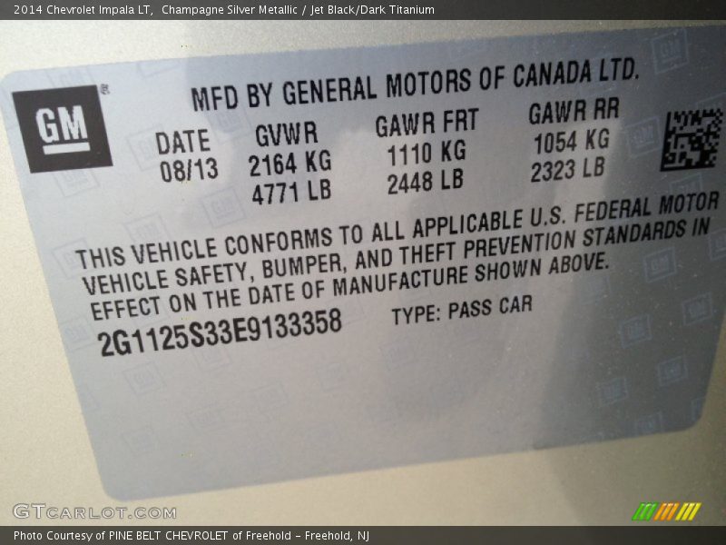 Champagne Silver Metallic / Jet Black/Dark Titanium 2014 Chevrolet Impala LT