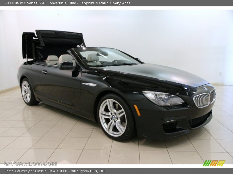 Black Sapphire Metallic / Ivory White 2014 BMW 6 Series 650i Convertible