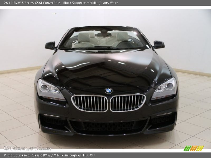 Black Sapphire Metallic / Ivory White 2014 BMW 6 Series 650i Convertible