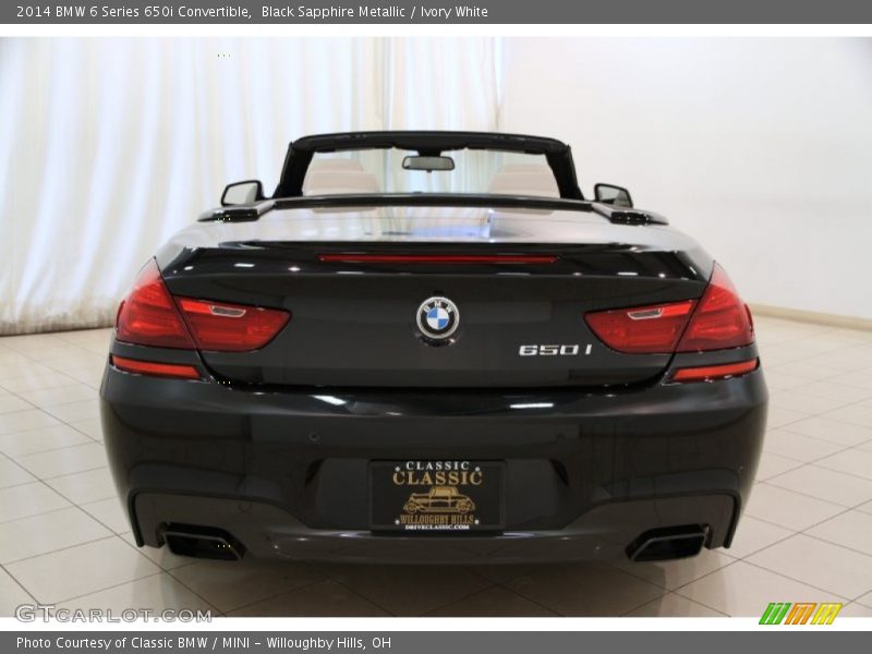 Black Sapphire Metallic / Ivory White 2014 BMW 6 Series 650i Convertible