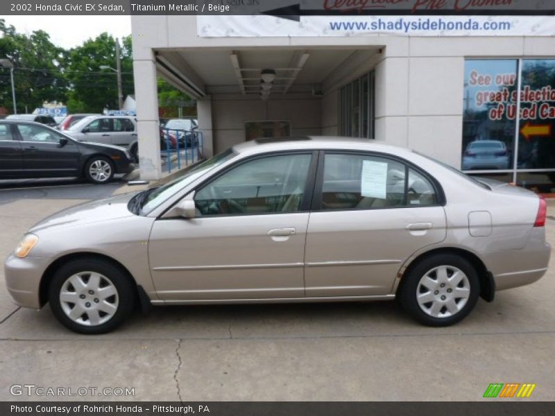 Titanium Metallic / Beige 2002 Honda Civic EX Sedan