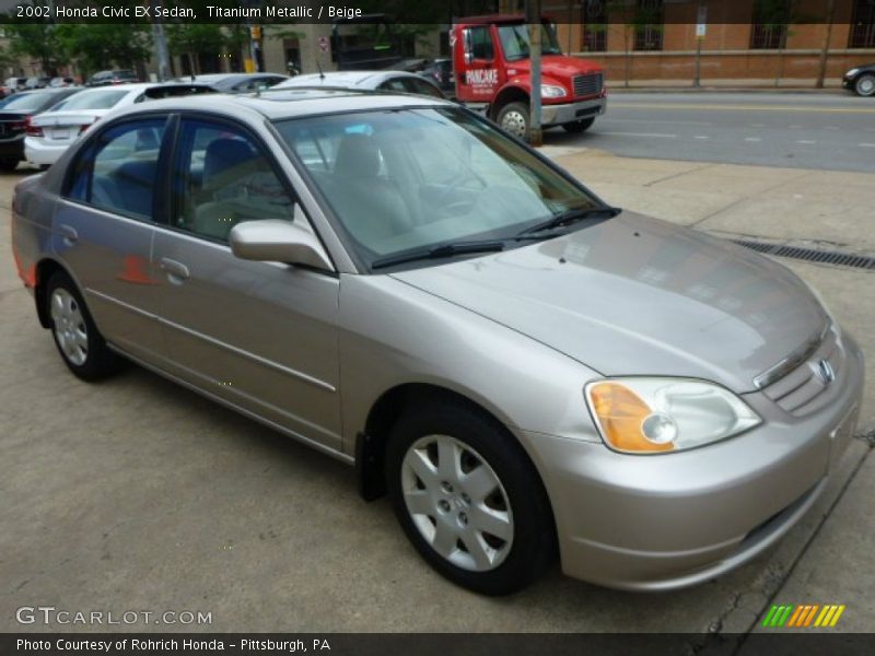 Titanium Metallic / Beige 2002 Honda Civic EX Sedan