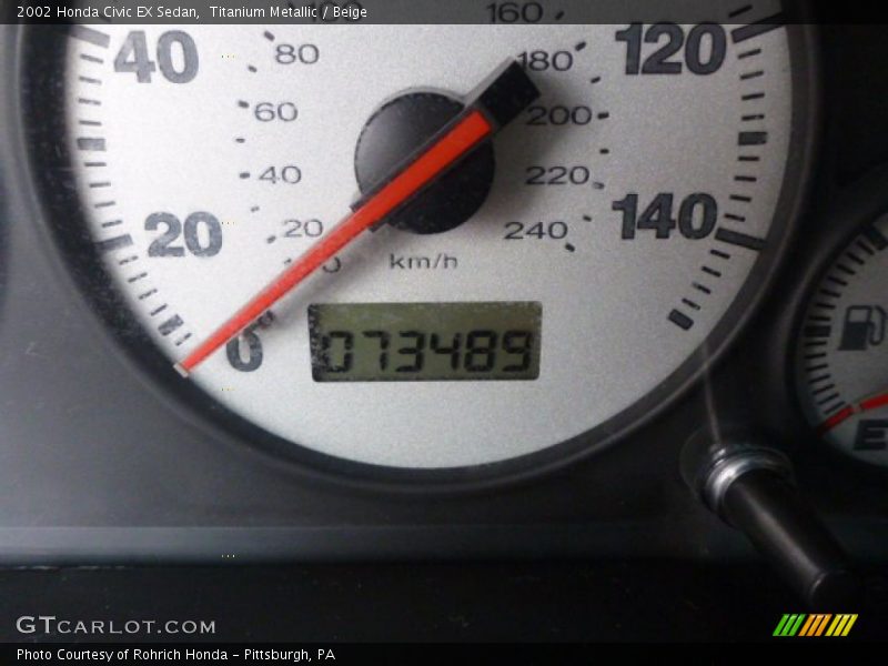 Titanium Metallic / Beige 2002 Honda Civic EX Sedan