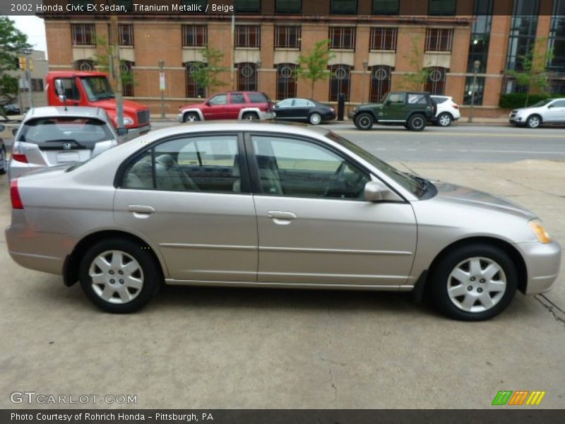 Titanium Metallic / Beige 2002 Honda Civic EX Sedan